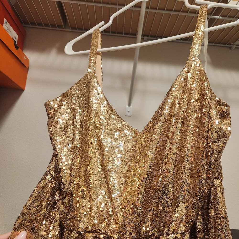 Gold hand sequined gown